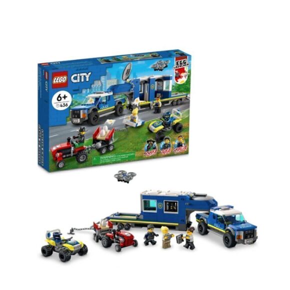 LEGO City Police Mobile Command Truck Toy with Prison Trailer, Drone, Tractor an - Picture 1 of 6